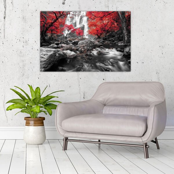 Tablou - Cascade în peisajul de toamnă (90x60 cm)