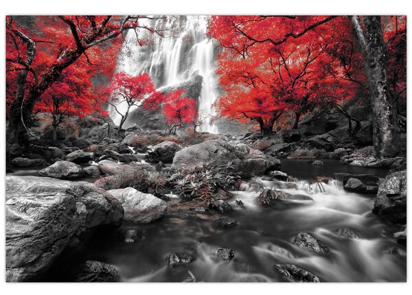 Tablou - Cascade în peisajul de toamnă (90x60 cm)