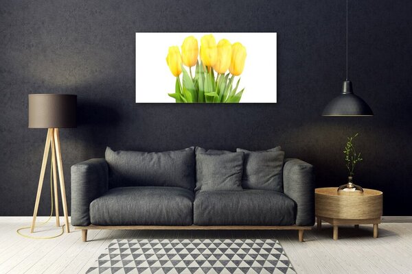 Tablou pe sticla Lalele floral galben