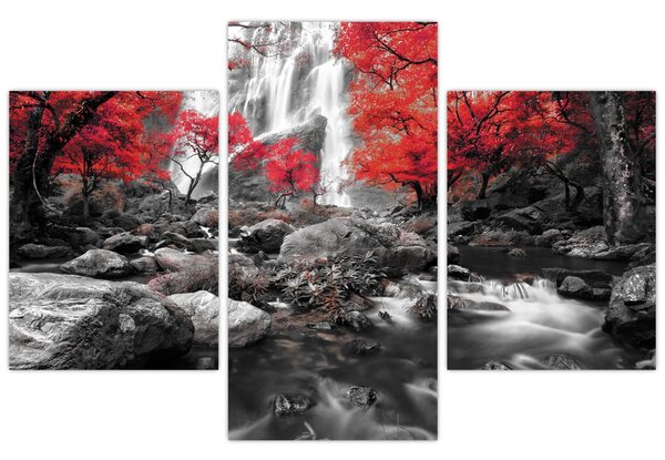 Tablou - Cascade în peisajul de toamnă (90x60 cm)