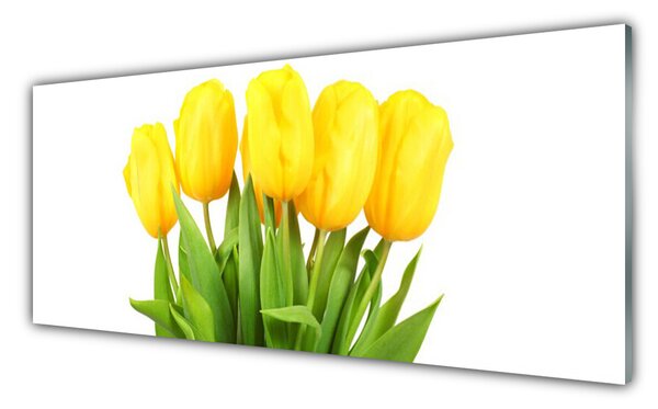 Tablou pe sticla Lalele floral galben