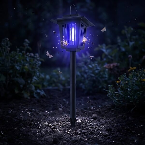 Lampă solară LED de grădină ucigașă de insecte J-22 Neagra