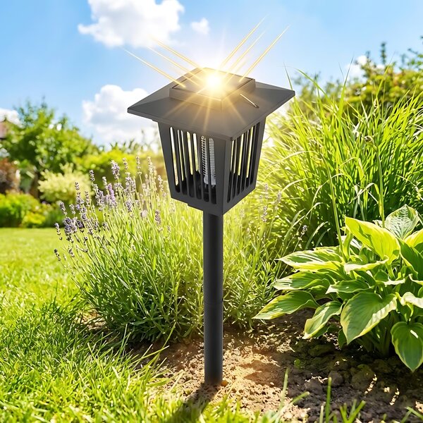Lampă solară LED de grădină ucigașă de insecte J-22 Neagra