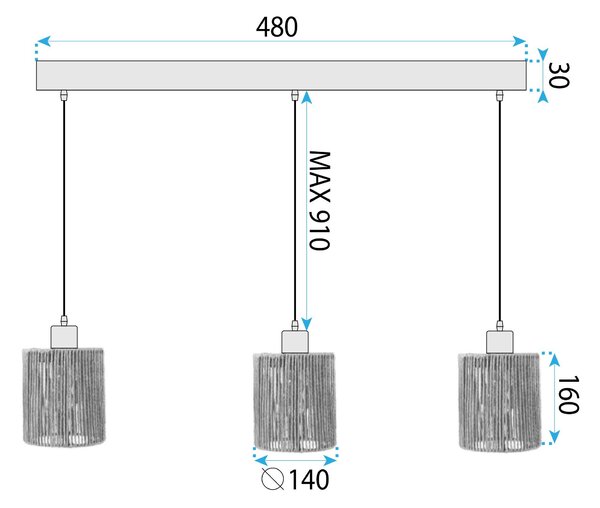 Lampă suspendată APP1821-3CP NATURE BLACK