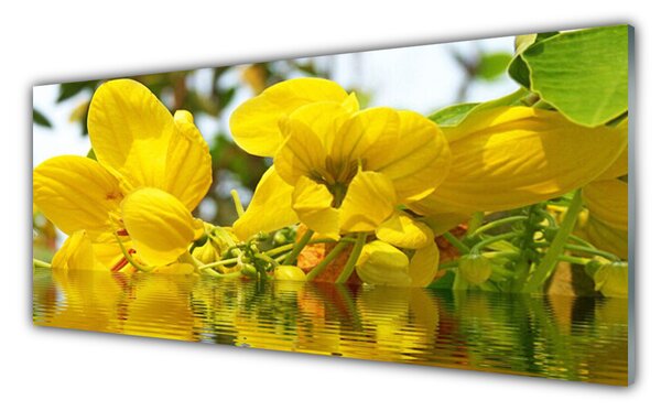 Tablou pe sticla Flori Floral Galben
