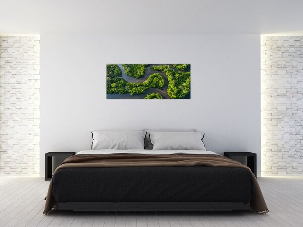 Tablou - Peisaj forestier cu râu (120x50 cm)