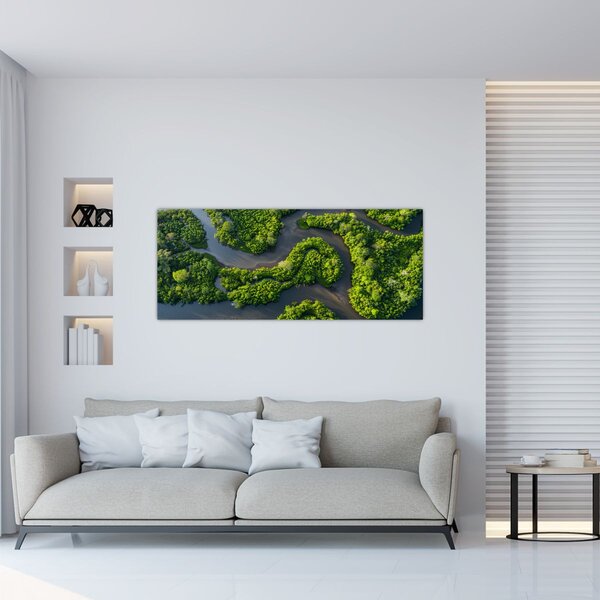 Tablou - Peisaj forestier cu râu (120x50 cm)