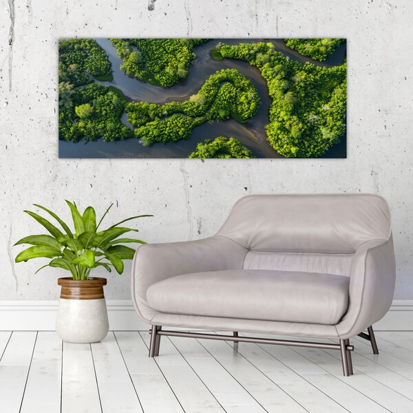 Tablou - Peisaj forestier cu râu (120x50 cm)