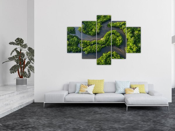 Tablou - Peisaj forestier cu râu (150x105 cm)