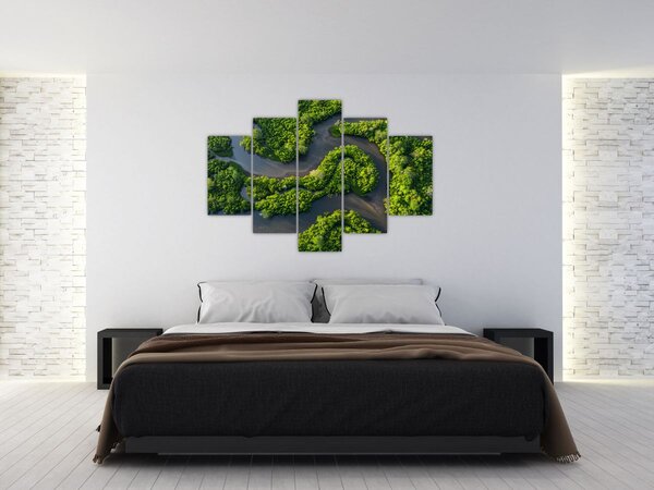 Tablou - Peisaj forestier cu râu (150x105 cm)
