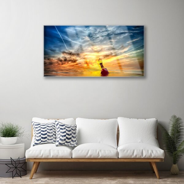 Tablou pe sticla Abstract Art Galben Albastru Roșu