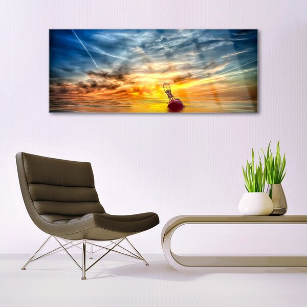 Tablou pe sticla Abstract Art Galben Albastru Roșu