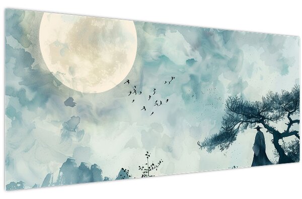 Tablou - Pictură cu lună plină (120x50 cm)
