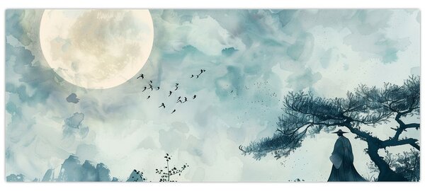 Tablou - Pictură cu lună plină (120x50 cm)
