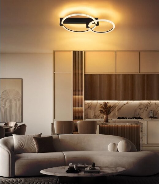 Globo 48050D1S - Plafonieră LED FLETCHER LED/24W/230V 3000K 58x38 cm neagră