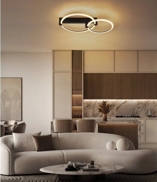 Globo 48050D1S - Plafonieră LED FLETCHER LED/24W/230V 3000K 58x38 cm neagră