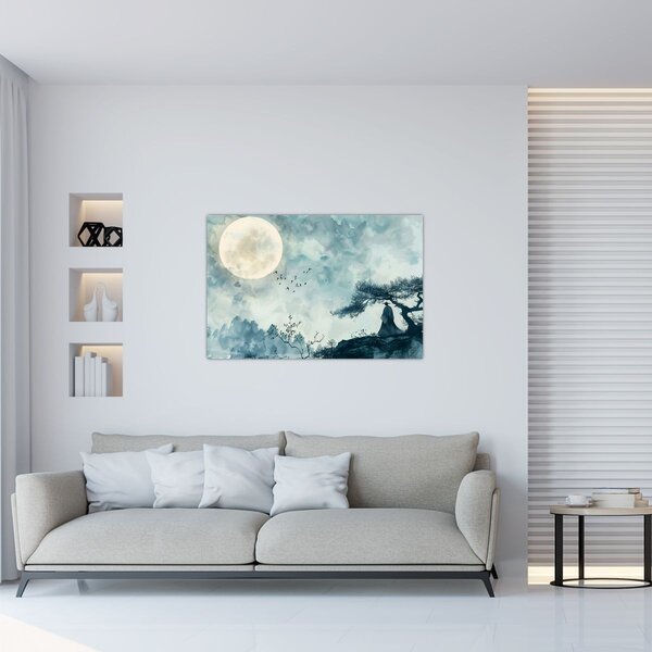 Tablou - Pictură cu lună plină (90x60 cm)