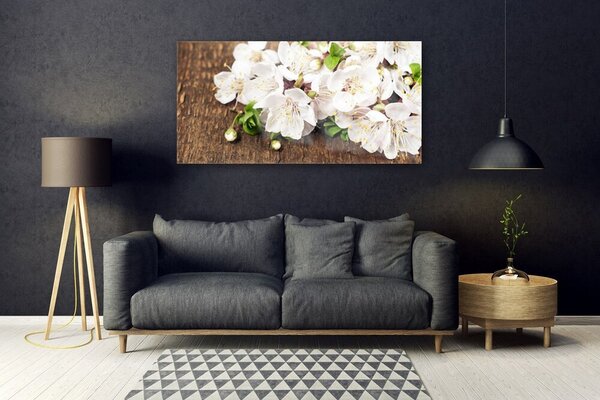 Tablou pe sticla Flori Floral alb