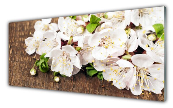 Tablou pe sticla Flori Floral alb