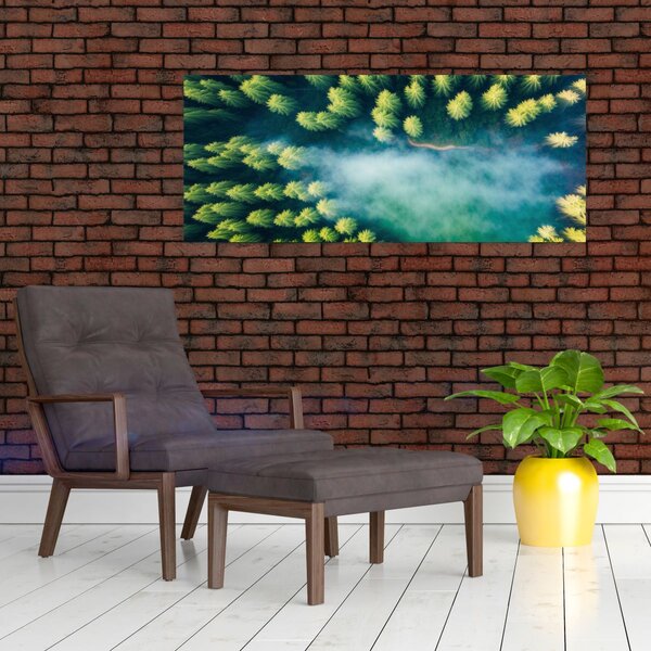 Tablou - O pădure învăluită în ceață (120x50 cm)