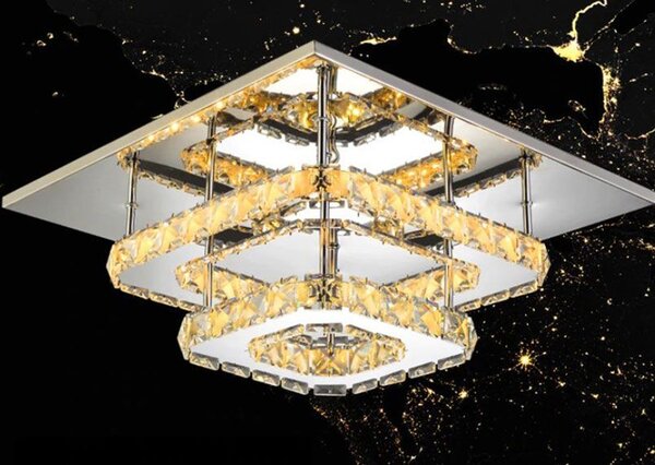 Toolight Toollight - Plafoniera LED din cristal 8W pătrat 30x30cm APP409-C, lumină caldă 3000K, OSW-65007