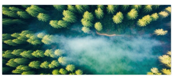 Tablou - O pădure învăluită în ceață (120x50 cm)