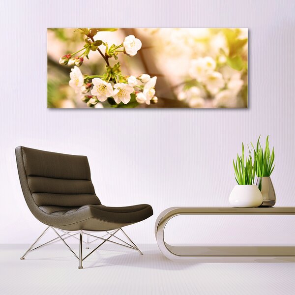 Tablou pe sticla Flori Floral alb