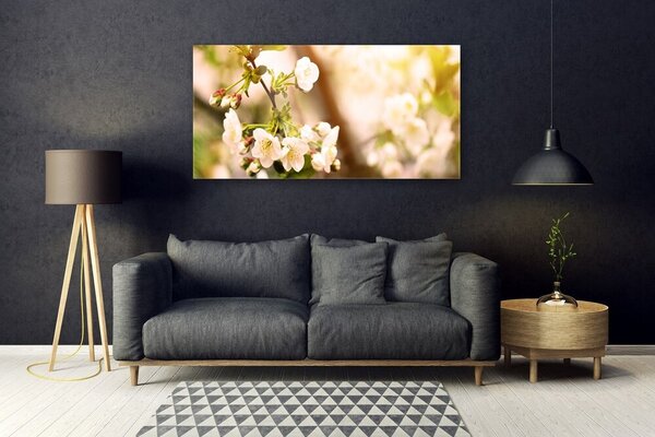 Tablou pe sticla Flori Floral alb