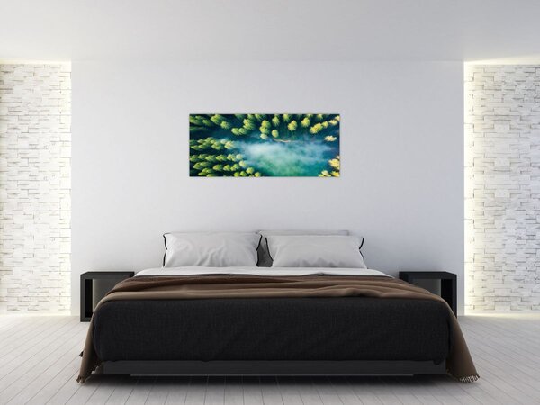 Tablou - O pădure învăluită în ceață (120x50 cm)