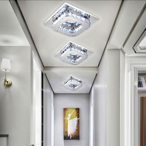 Lampă de tavan pătrată de cristal Plafond Glamour 8W APP406-C