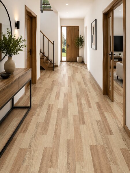 Linoleum PVC, Plank 056-4 Confort, Maro, Latime 2.5 m, Suport Pasla