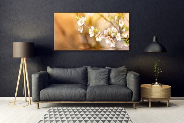 Tablou pe sticla Flori Floral alb