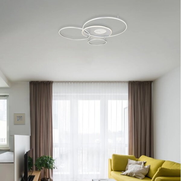 Globo 48466-54A-LED plafonieră LED reglabilă INVERTINA 54W/230V 90x70 cm argintie + telecomandă