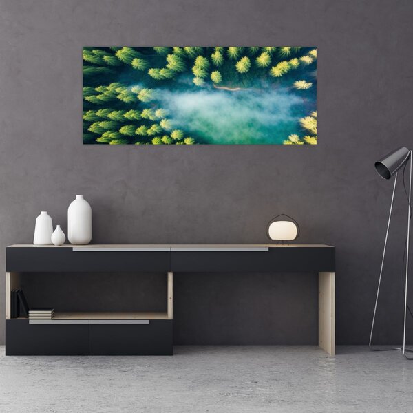 Tablou - O pădure învăluită în ceață (120x50 cm)