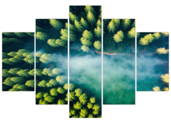 Tablou - O pădure învăluită în ceață (150x105 cm)