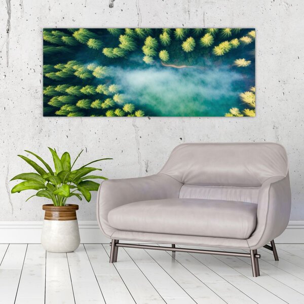Tablou - O pădure învăluită în ceață (120x50 cm)