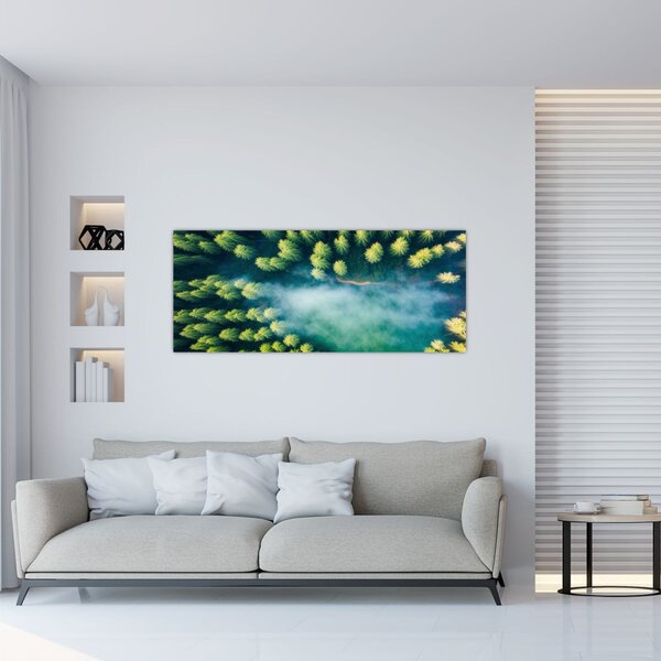 Tablou - O pădure învăluită în ceață (120x50 cm)
