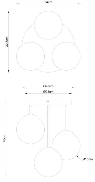Globo 47441-3CH - Candelabru aplicat HARMON 3xE14/25W/230V alamă