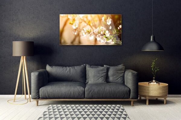 Tablou pe sticla Flori Floral alb