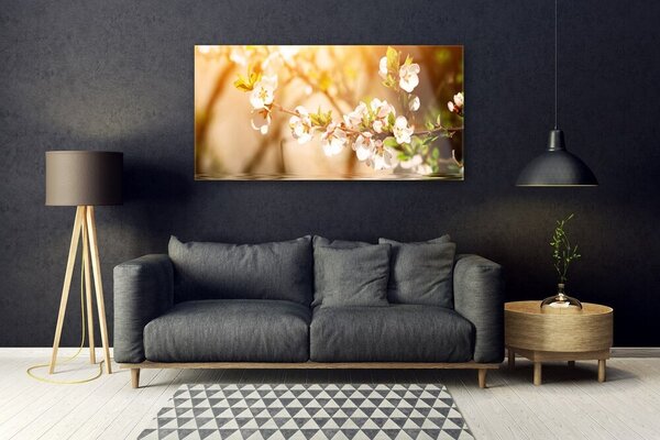 Tablou pe sticla Flori Floral alb