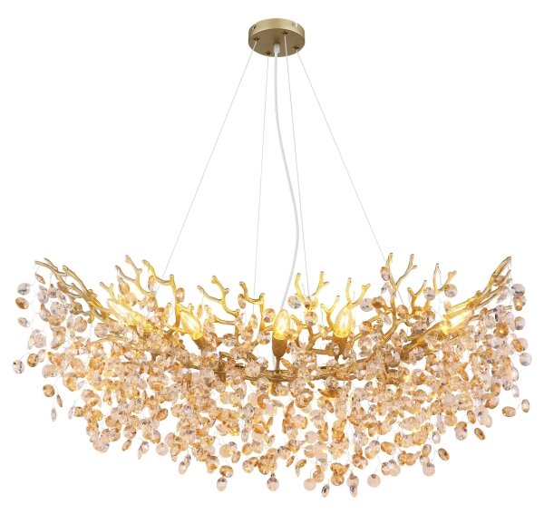 Globo 64138H3G - Lustră suspendată pe cablu QUEENA 10xE14/40W/230V, auriu
