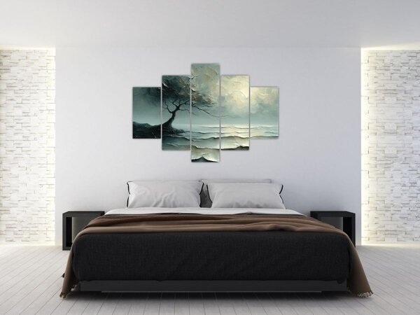 Tablou - pictură în ulei de un copac cu oceanul (150x105 cm)