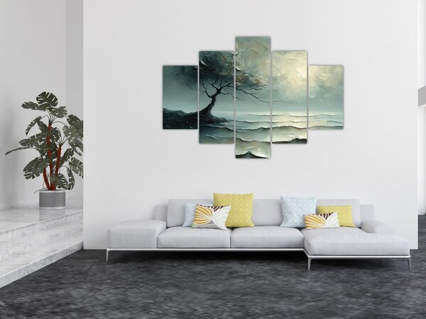 Tablou - pictură în ulei de un copac cu oceanul (150x105 cm)