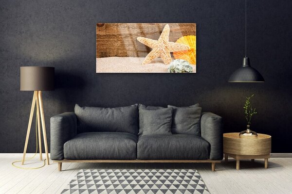 Tablou pe sticla Scoici nisip seastar Art Brun Galben Gri