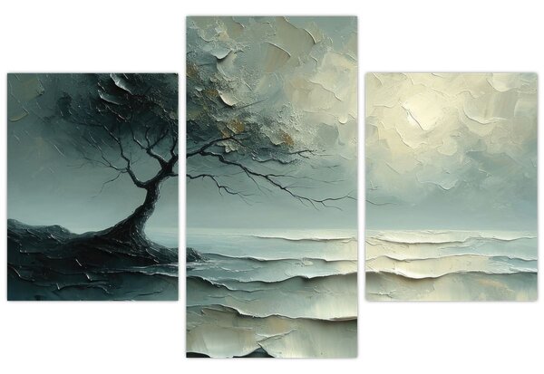Tablou - pictură în ulei de un copac cu oceanul (90x60 cm)
