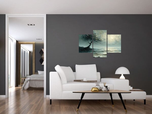 Tablou - pictură în ulei de un copac cu oceanul (90x60 cm)