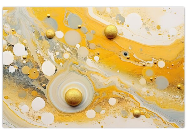 Tablou - fundal abstract cu decor de aur (90x60 cm)