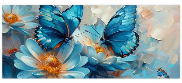 Tablou - Fluturi albaștri (120x50 cm)