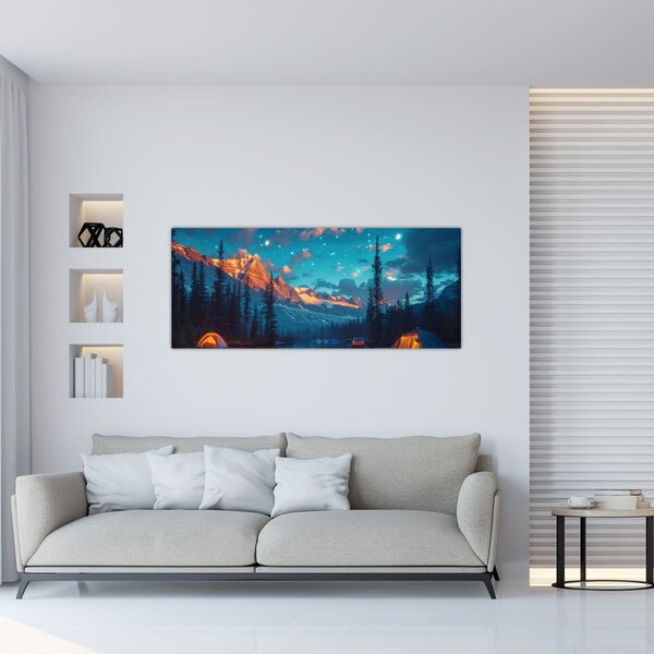 Tablou - Camping în munți (120x50 cm)
