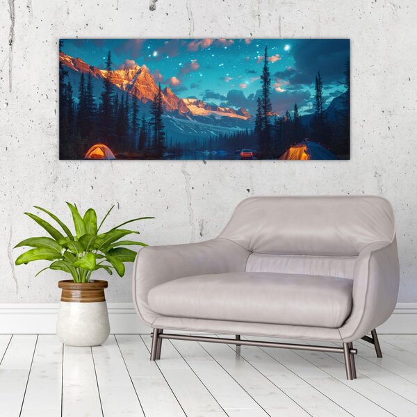 Tablou - Camping în munți (120x50 cm)